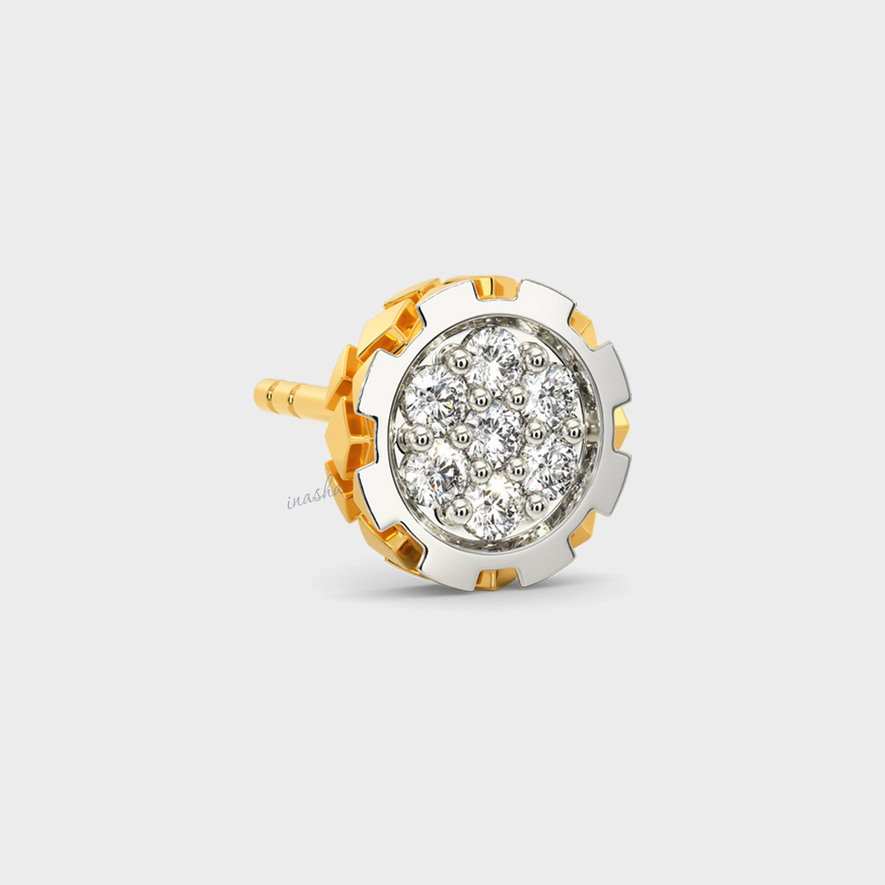 GLI Certified 0.07 Ct Men’s Lab-Grown Diamond Stud Earring In Yellow Gold